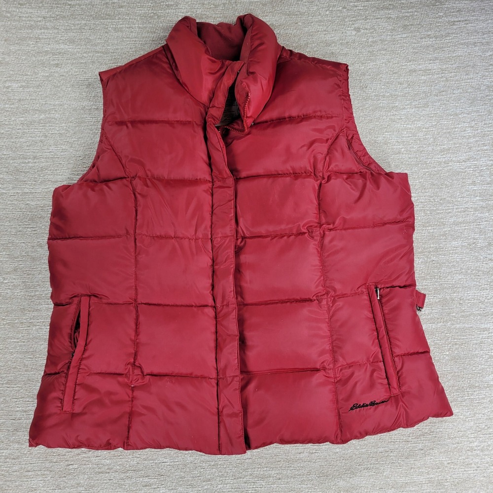 Eddie Bauer Goose Down Puffer Vest XXL Red Quilted Outdoor Gorpcore Vintage Y2K